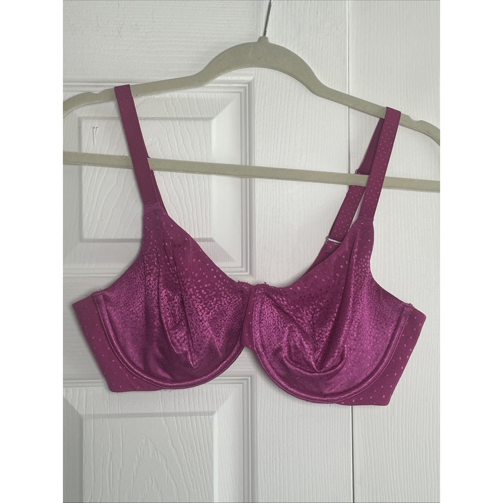 Bali Jacquard Underwire Bra Womens 34DD Magenta Polka‎ Dot Full Coverage 34DD